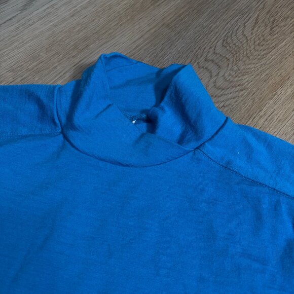 Ibex Merino Wool Cross Over Mock Neck Top teal blue S small base layer shirt xs - Picture 6 of 9